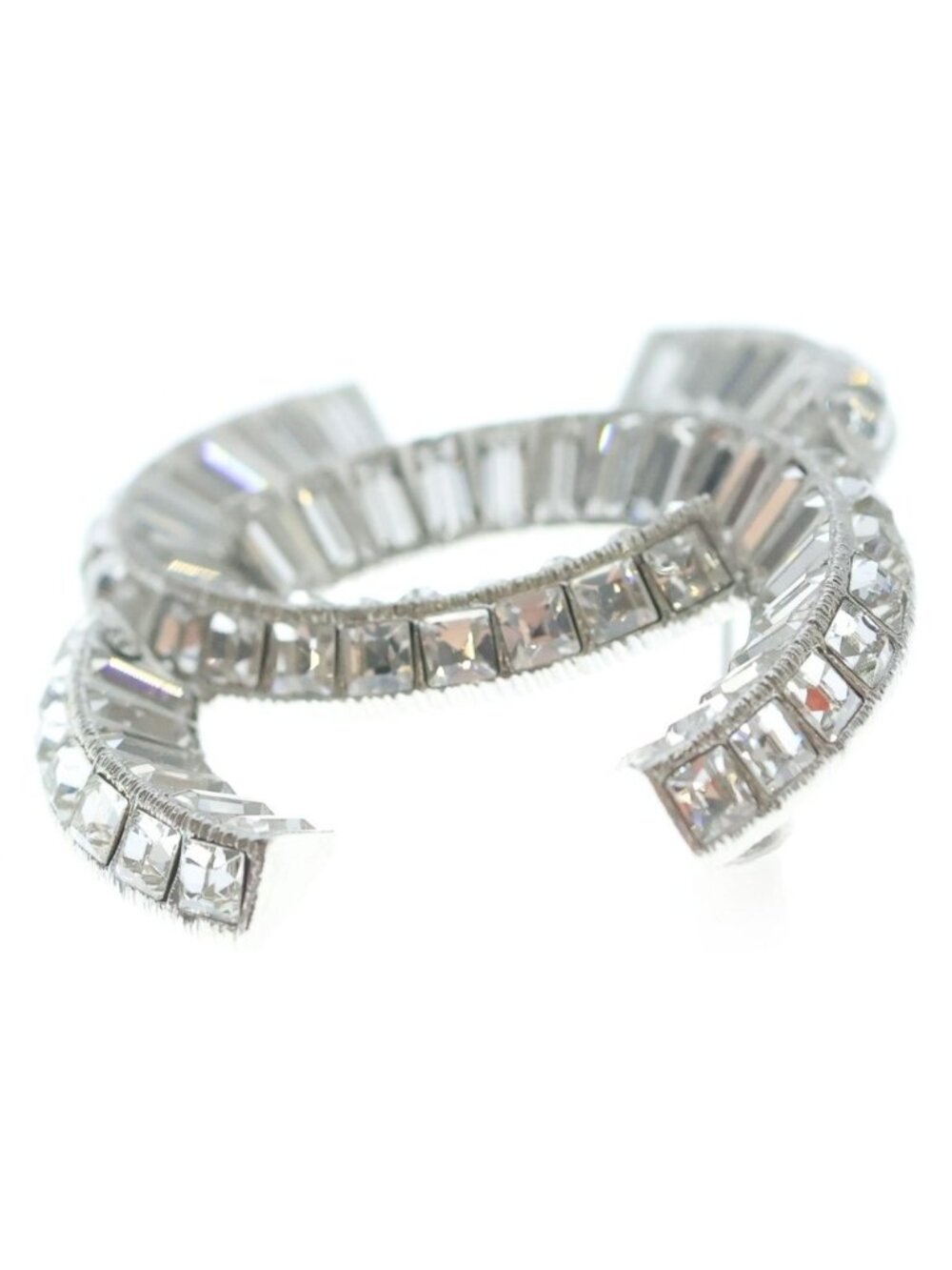 Chanel CC Logo Line Stone Pin Brooch Pin Badge Silver - Picture 3 of 6